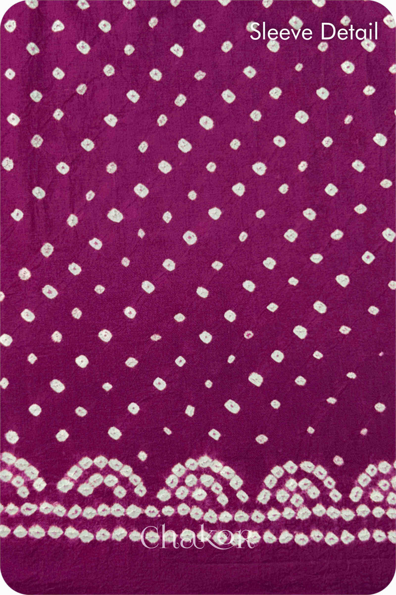 Magenta Bandhani Cotton Kurta Set Fabric With Dupatta for Women's clothing online by Chakor.