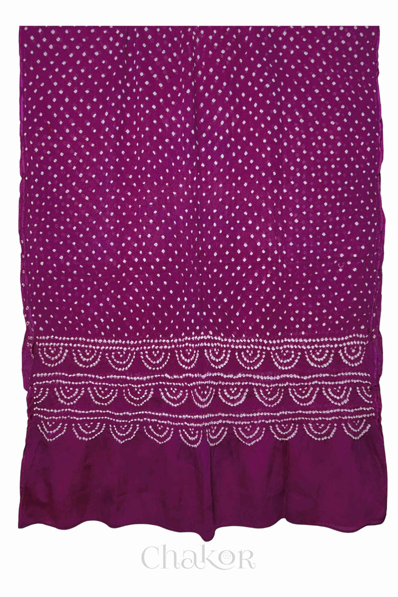 Magenta Bandhani Cotton Kurta Set Fabric With Dupatta for Women's clothing online by Chakor.