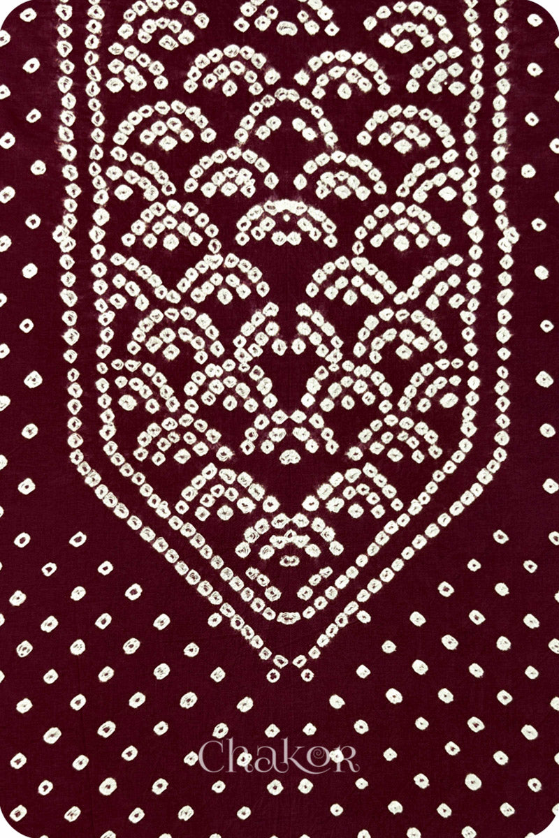 Maroon Bandhani Cotton Kurta Set Fabric With Dupatta (Set of 3)