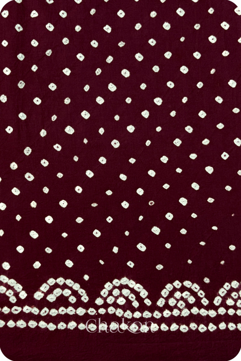 Maroon Bandhani Cotton Kurta Set Fabric With Dupatta (Set of 3)