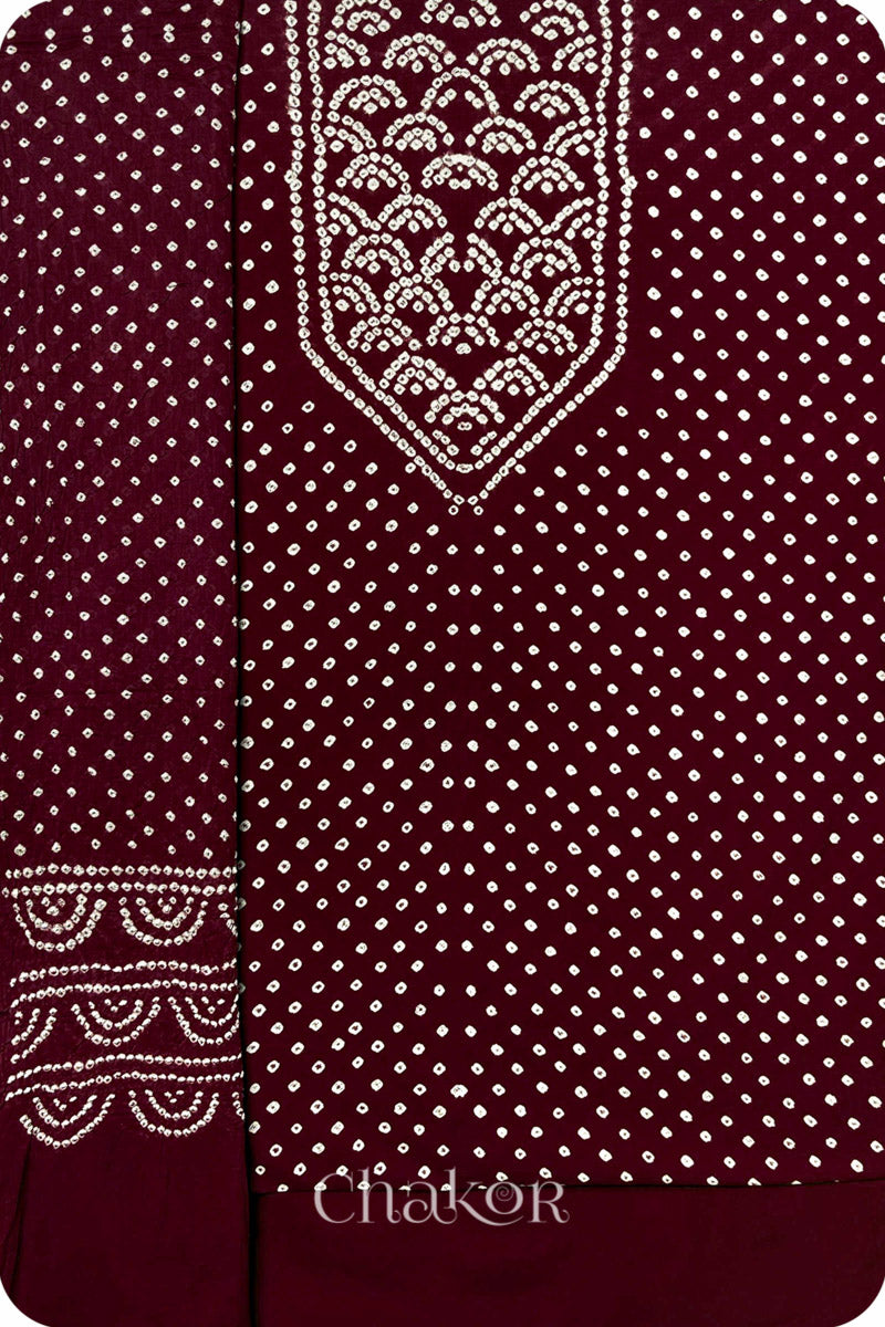 Maroon Bandhani Cotton Kurta Set Fabric With Dupatta (Set of 3)