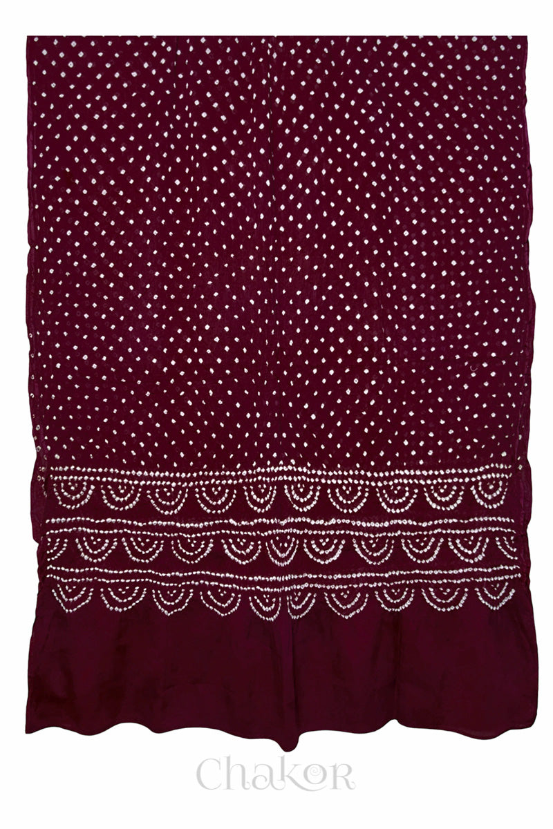 Maroon Bandhani Cotton Kurta Set Fabric With Dupatta (Set of 3)