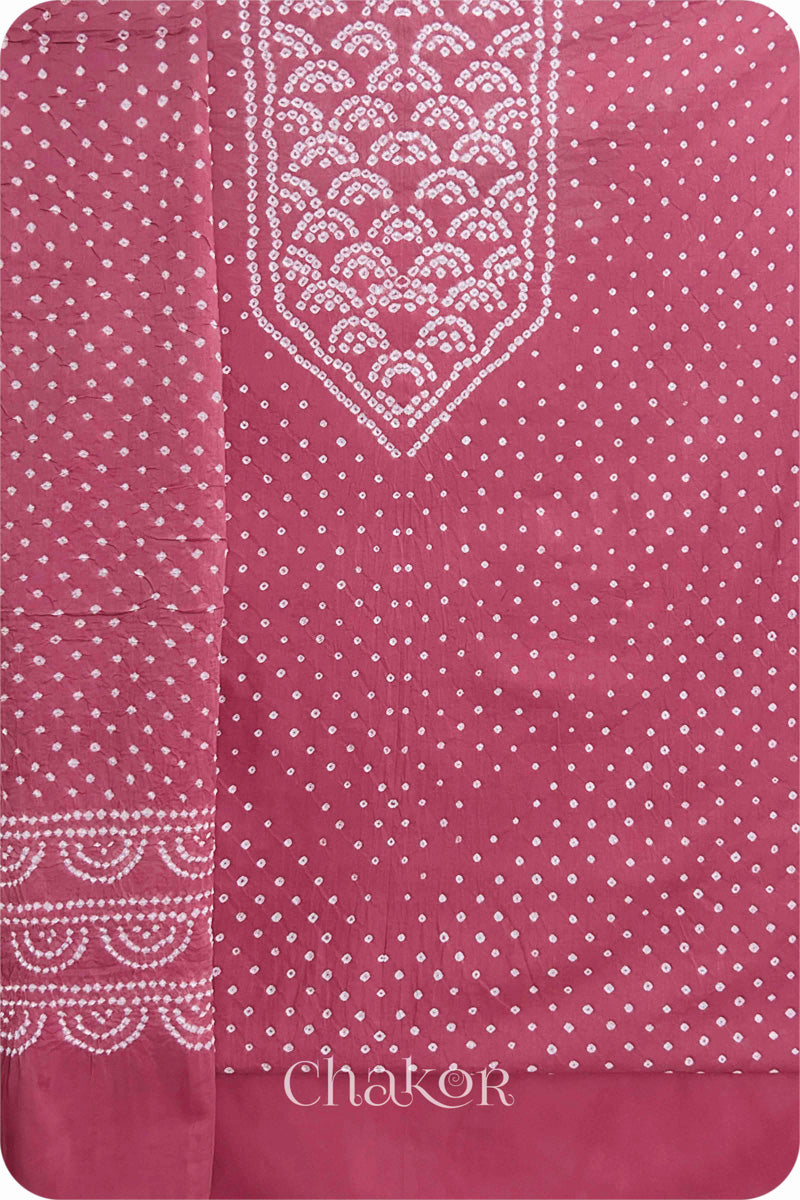 Old Rose Bandhani Cotton Kurta Set Fabric With Dupatta for Women's clothing online by Chakor.