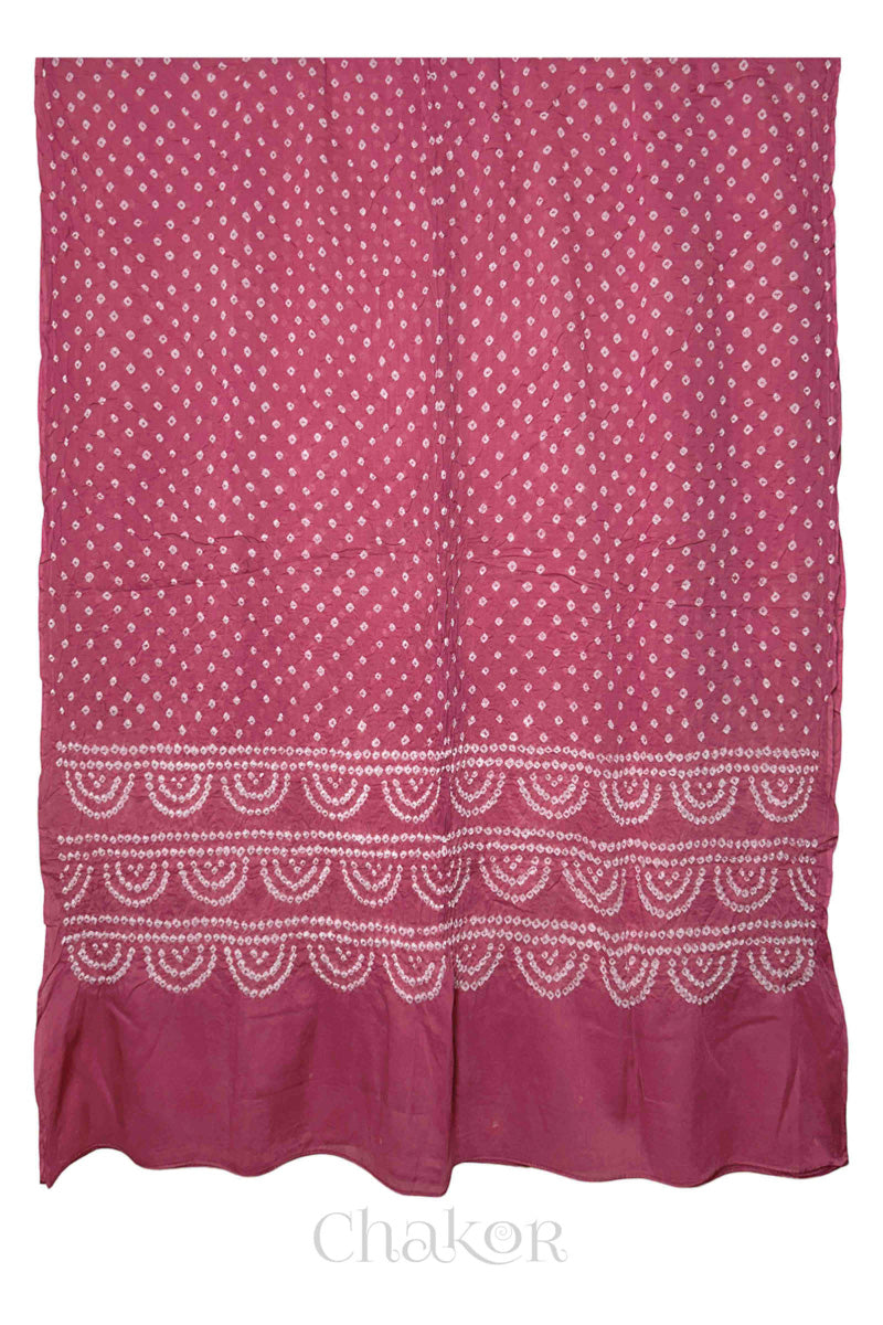 Old Rose Bandhani Cotton Kurta Set Fabric With Dupatta for Women's clothing online by Chakor.