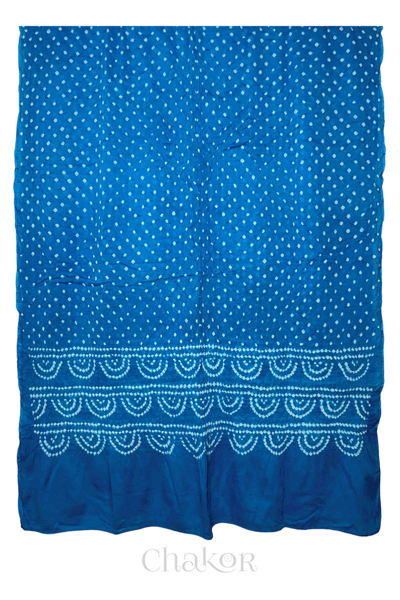 Turquoise Bandhani Cotton Kurta Set Fabric With Dupatta for Women's clothing online by Chakor.