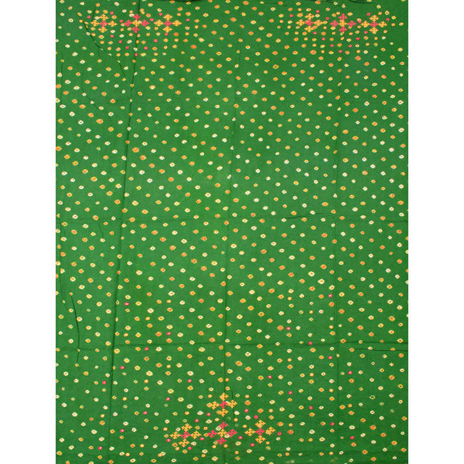 Green Bandhani Cotton Blouse Fabric