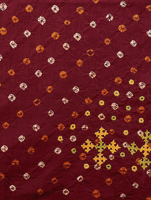 Maroon Bandhani Cotton Blouse Fabric