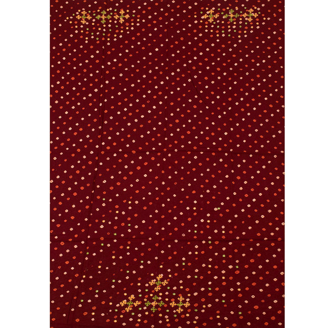 Maroon Bandhani Cotton Blouse Fabric