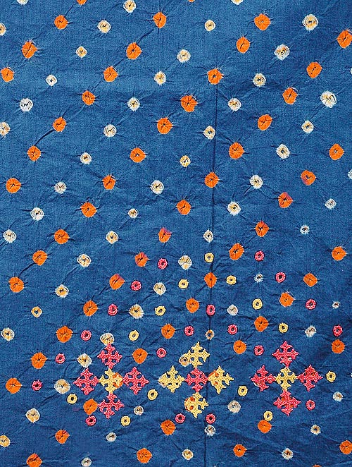 Indigo Bandhani Cotton Blouse Fabric