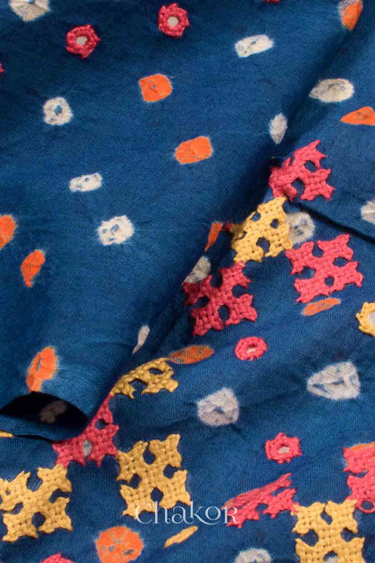 Indigo Kutch Bandhani Cotton Blouse Material - 1.25 meter