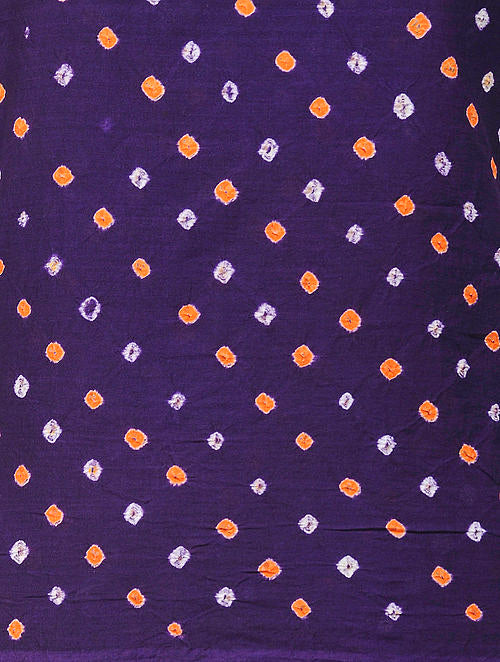 Purple Bandhani Cotton Blouse Fabric