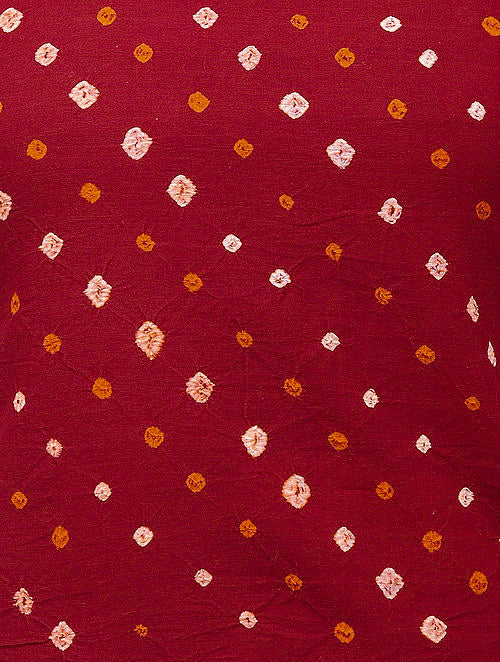 Red Bandhani Cotton Blouse Fabric