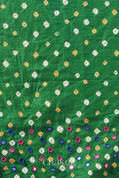 Green Kutch Bandhani Cotton Blouse Material - 1.25 meter