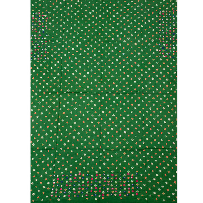 Green Bandhani Cotton Blouse Fabric