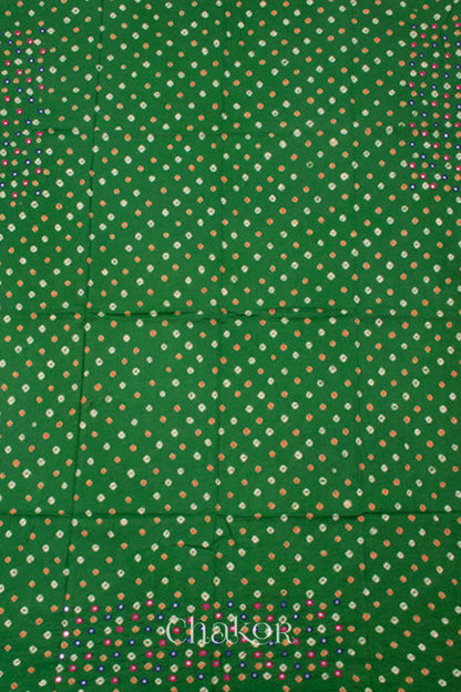 Green Kutch Bandhani Cotton Blouse Material - 1.25 meter
