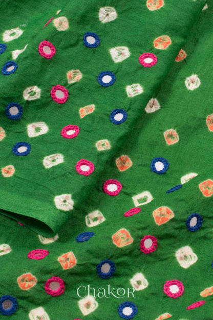 Green Kutch Bandhani Cotton Blouse Material - 1.25 meter