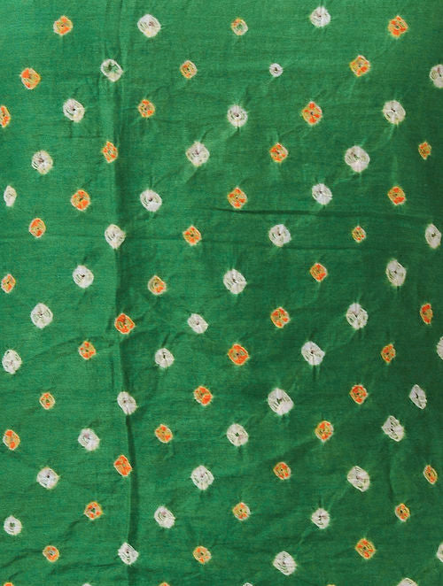 Green Bandhani Cotton Blouse Fabric