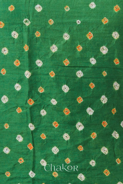 Green Kutch Bandhani Cotton Blouse Material - 1.25 meter