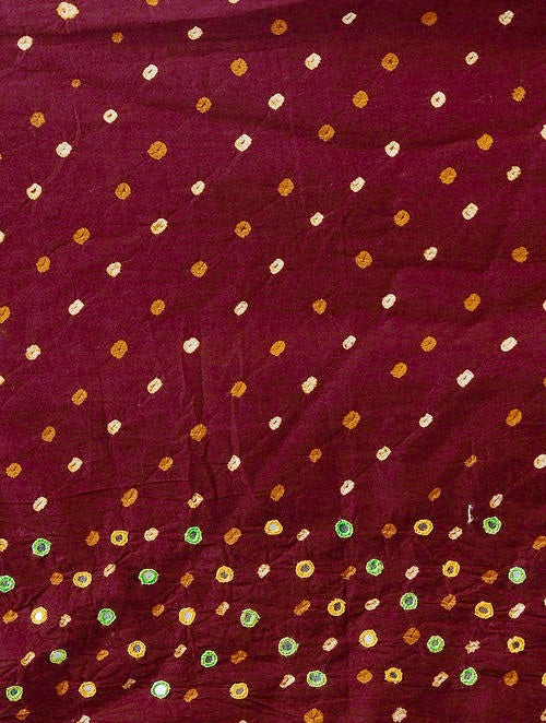 Maroon Bandhani Cotton Blouse Fabric