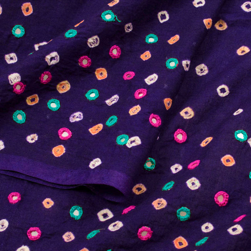 Purple Bandhani Cotton Blouse Fabric