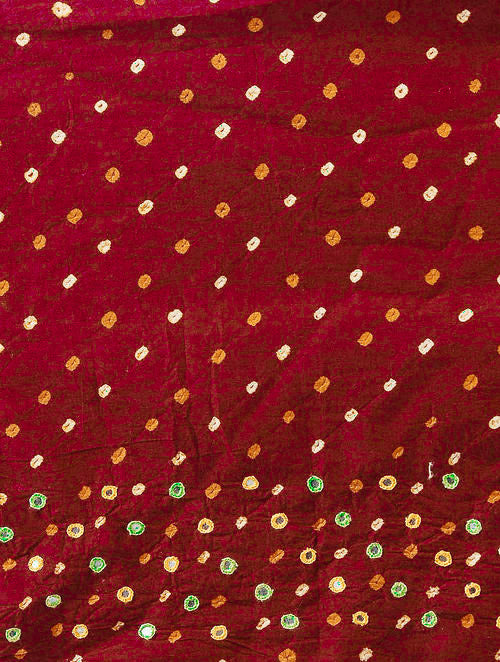 Red Bandhani Cotton Blouse Fabric
