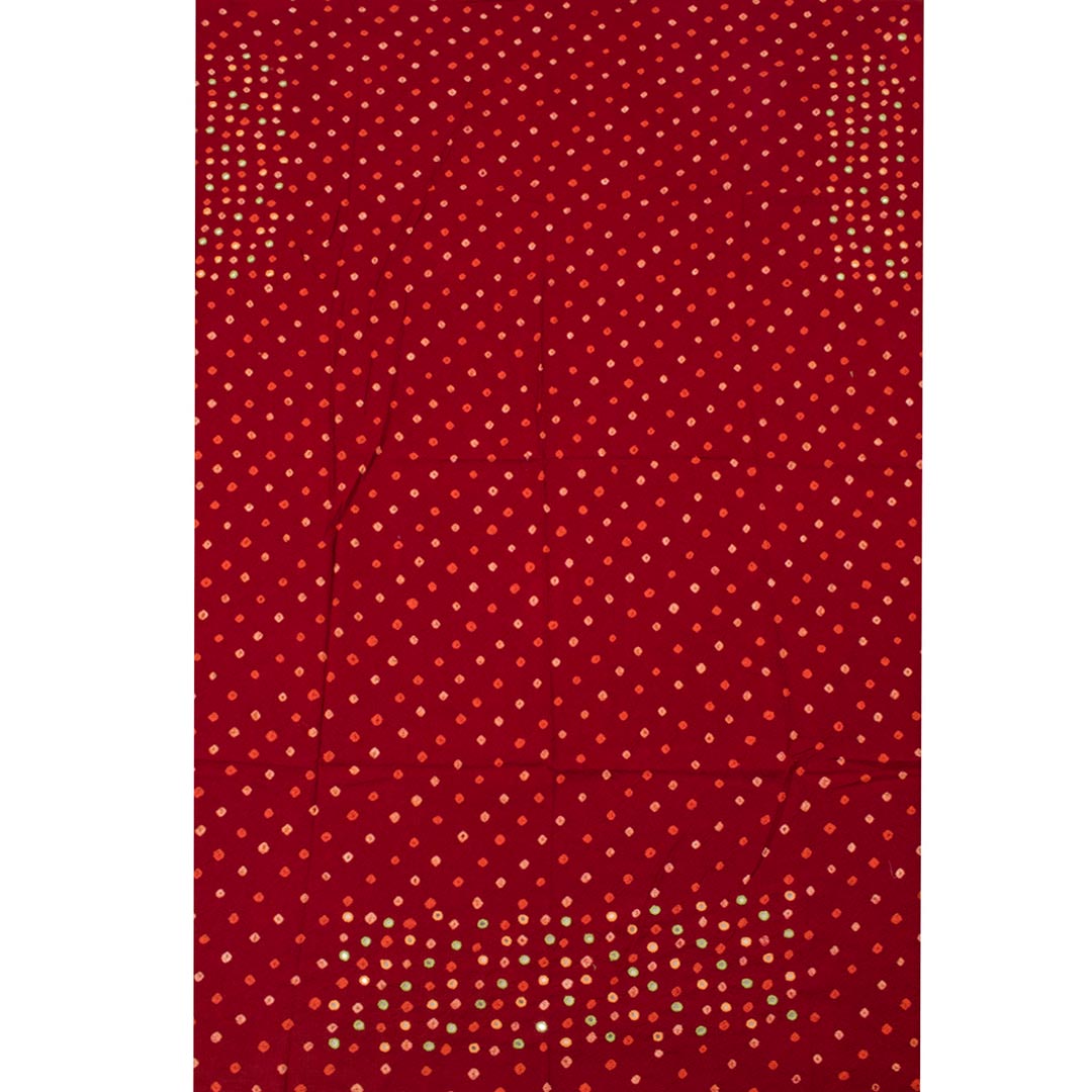 Red Bandhani Cotton Blouse Fabric