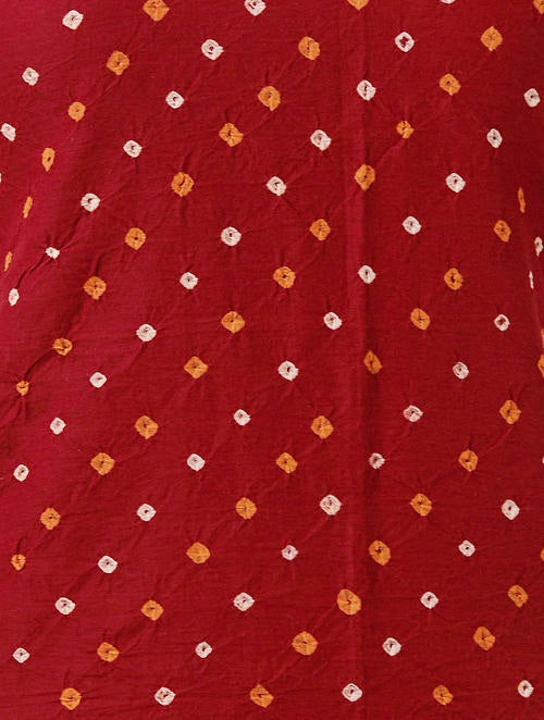 Red Bandhani Cotton Blouse Fabric