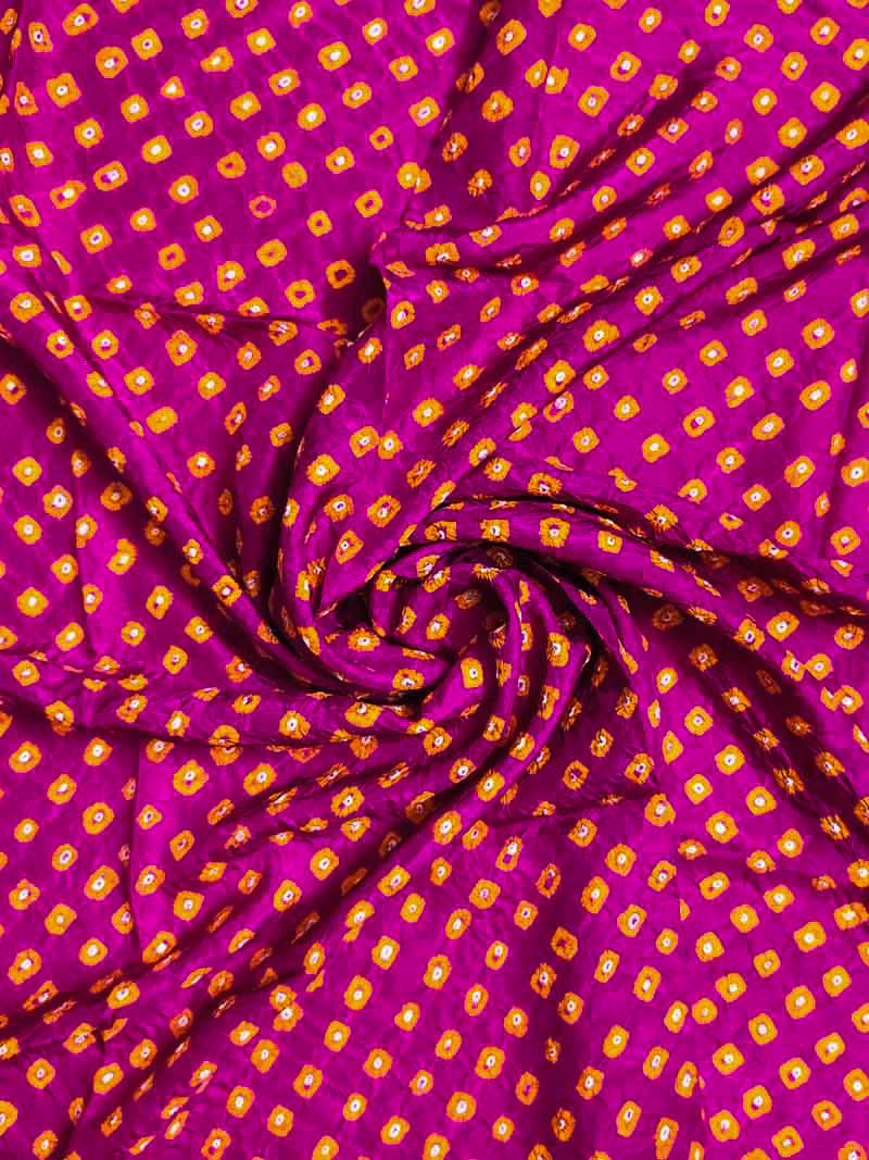 Magenta Bandhani Silk Blouse Fabric