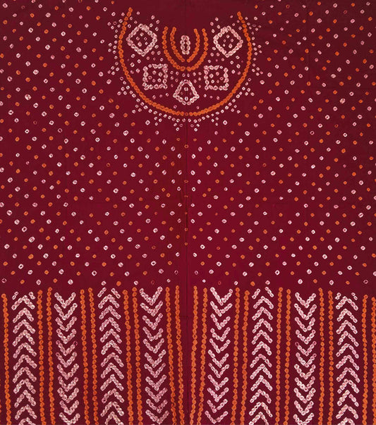 Maroon Bandhani Cotton Blouse Fabric