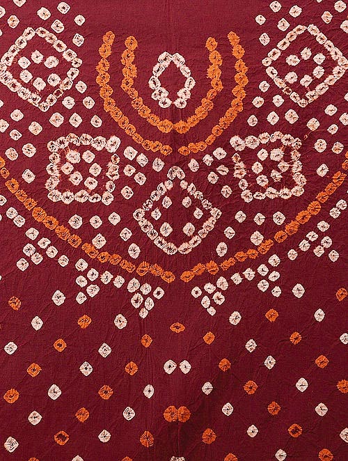 Maroon Bandhani Cotton Blouse Fabric