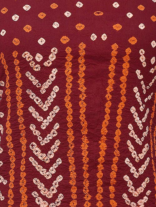 Maroon Bandhani Cotton Blouse Fabric