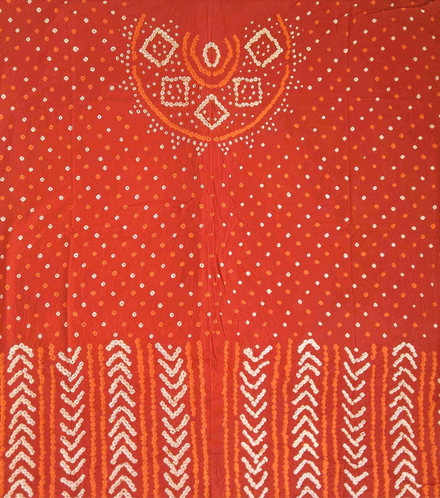 Rust Bandhani Cotton Blouse Fabric