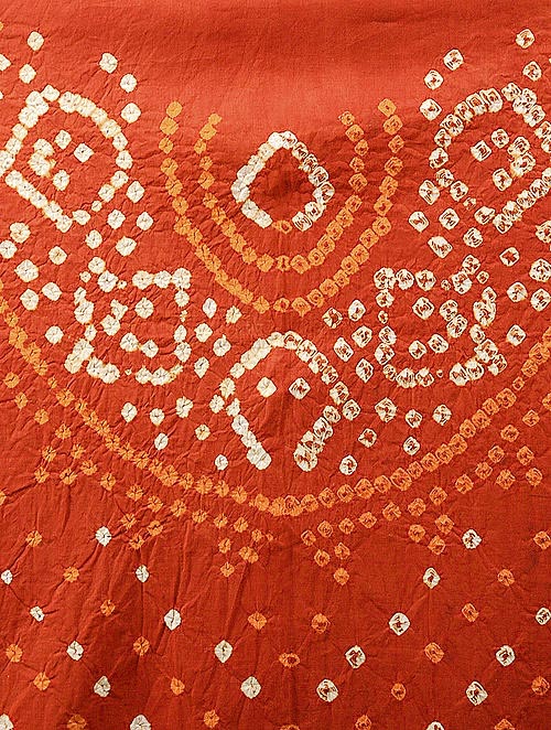Rust Bandhani Cotton Blouse Fabric