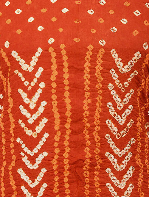 Rust Bandhani Cotton Blouse Fabric