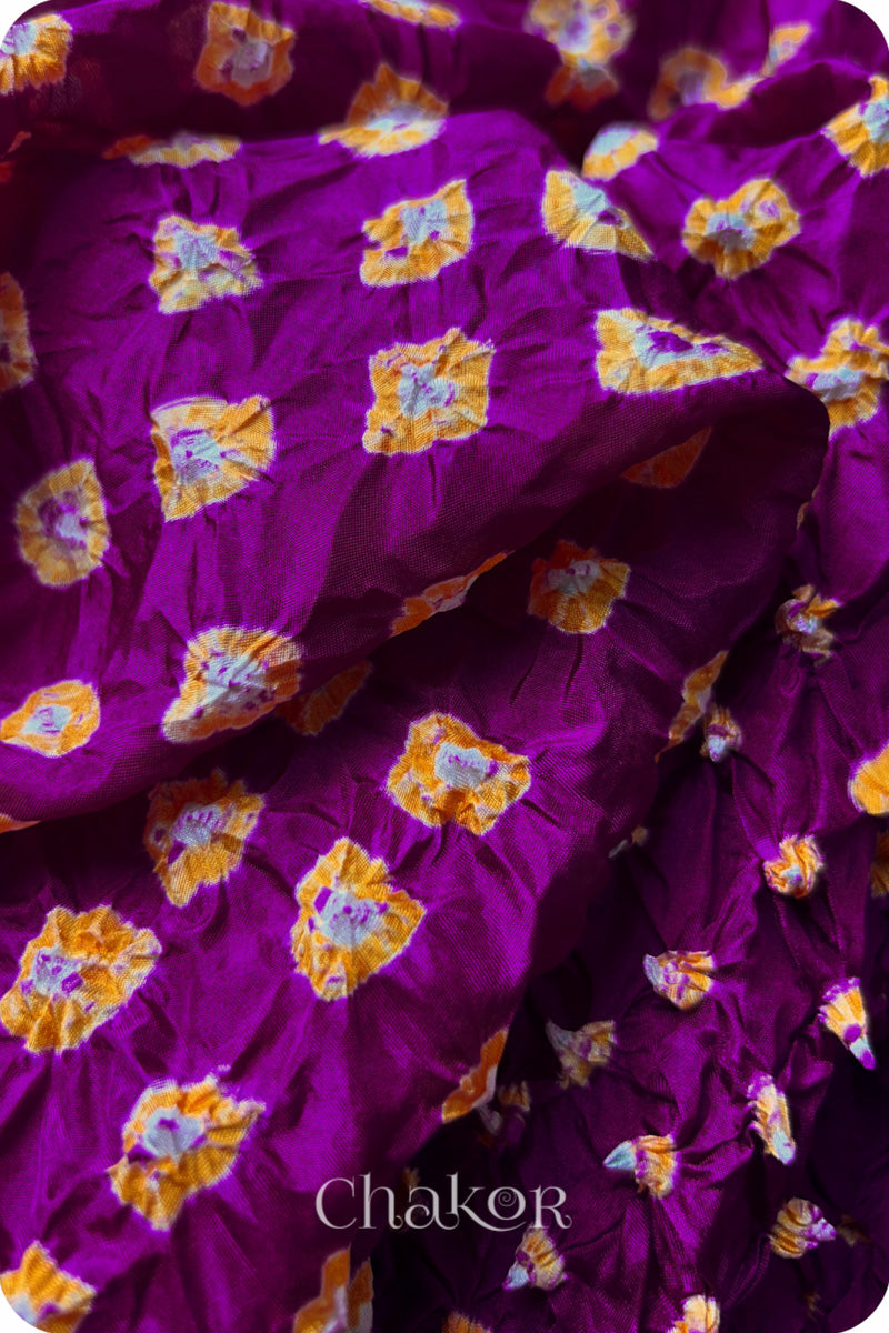 Magenta Bandhani Mulberry Silk Blouse Fabric