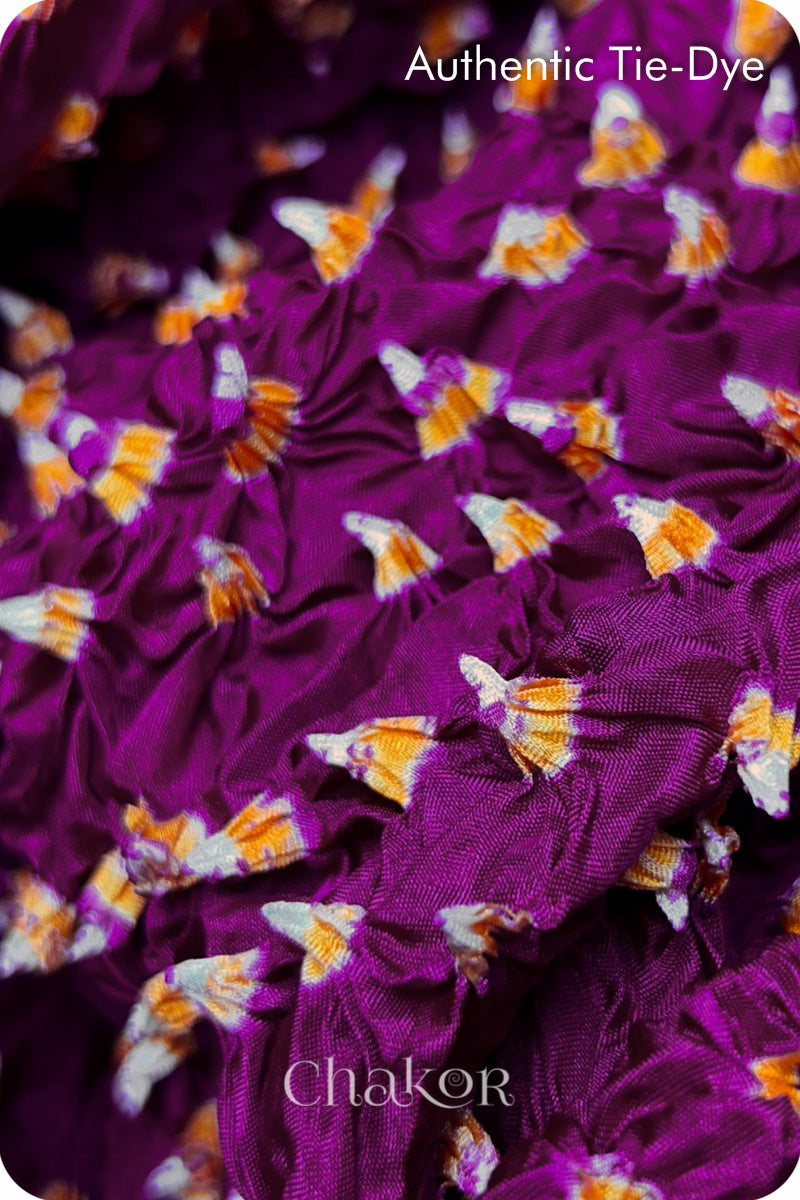 Magenta Bandhani Mulberry Silk Blouse Fabric