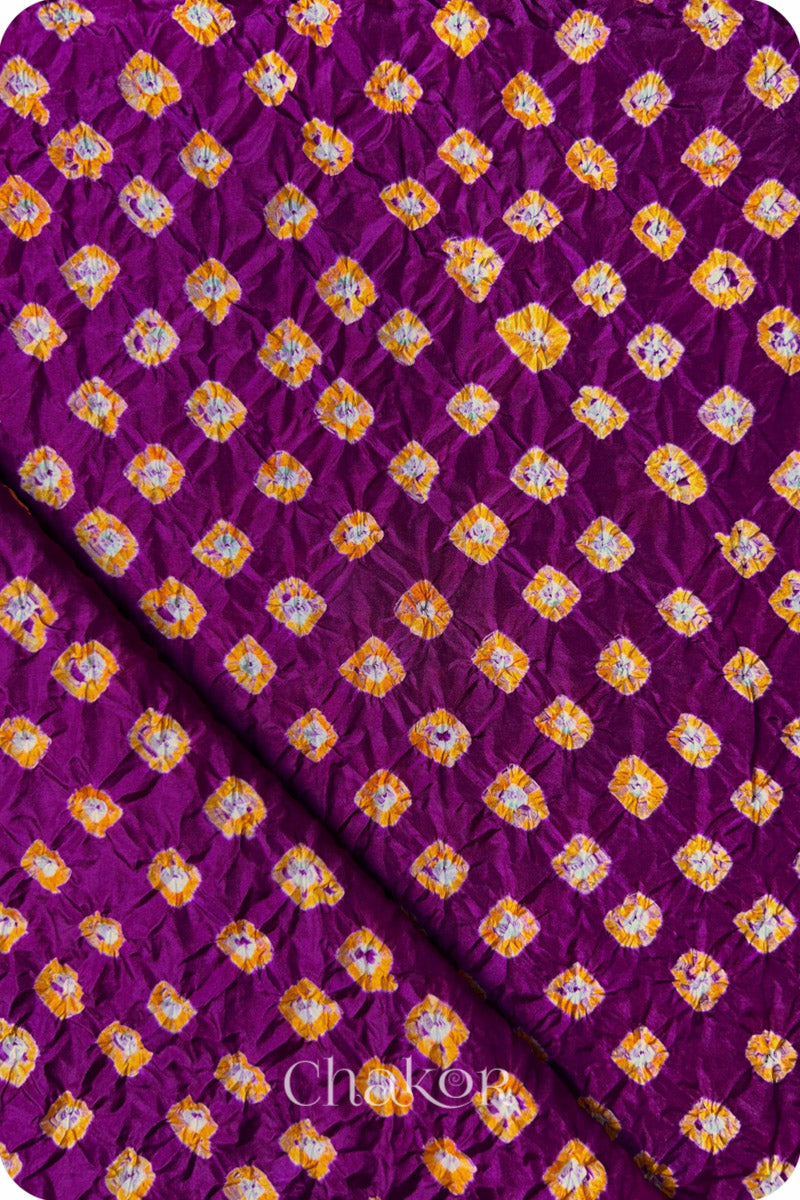 Magenta Bandhani Mulberry Silk Blouse Fabric