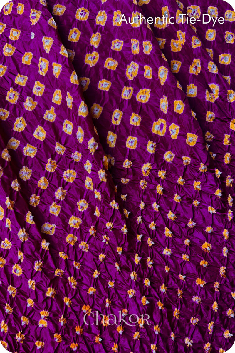 Magenta Bandhani Mulberry Silk Blouse Fabric