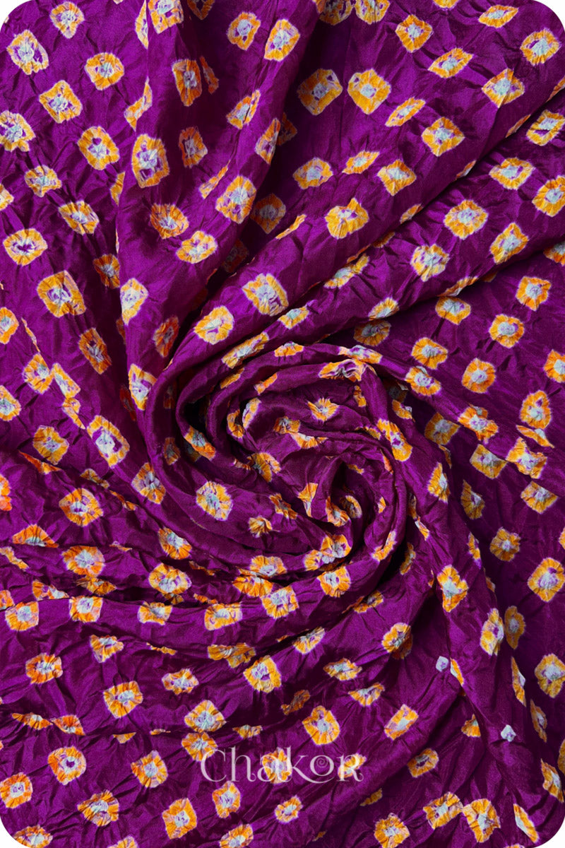 Magenta Bandhani Mulberry Silk Blouse Fabric