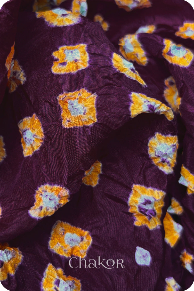 Maroon Bandhani Mulberry Silk Blouse Fabric