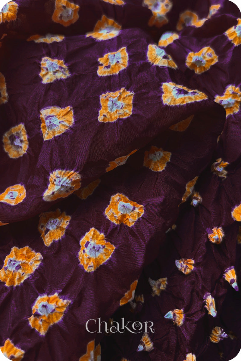 Maroon Bandhani Mulberry Silk Blouse Fabric