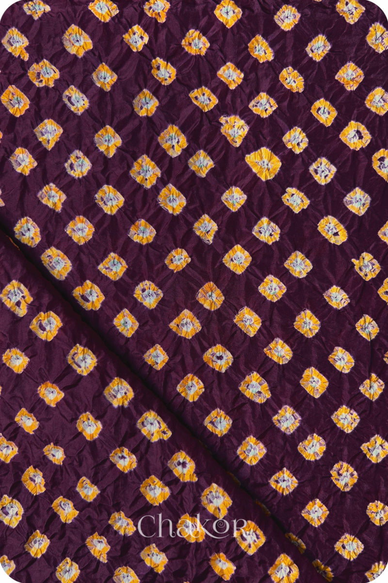 Maroon Bandhani Mulberry Silk Blouse Fabric