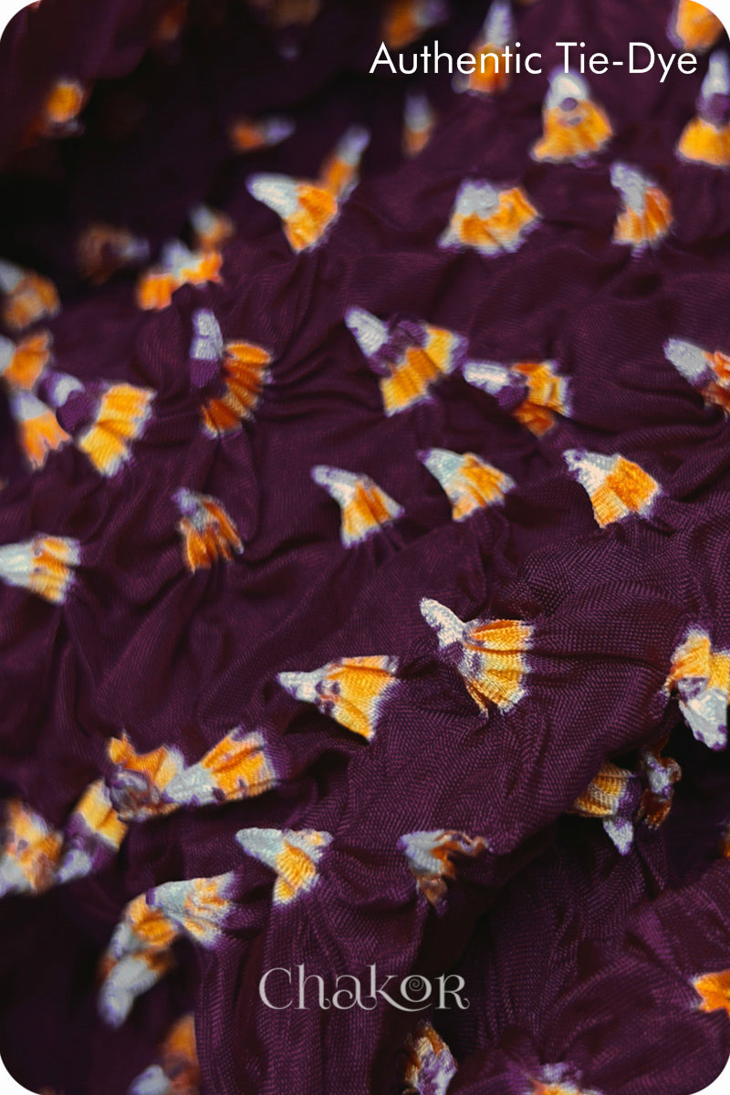 Maroon Bandhani Mulberry Silk Blouse Fabric