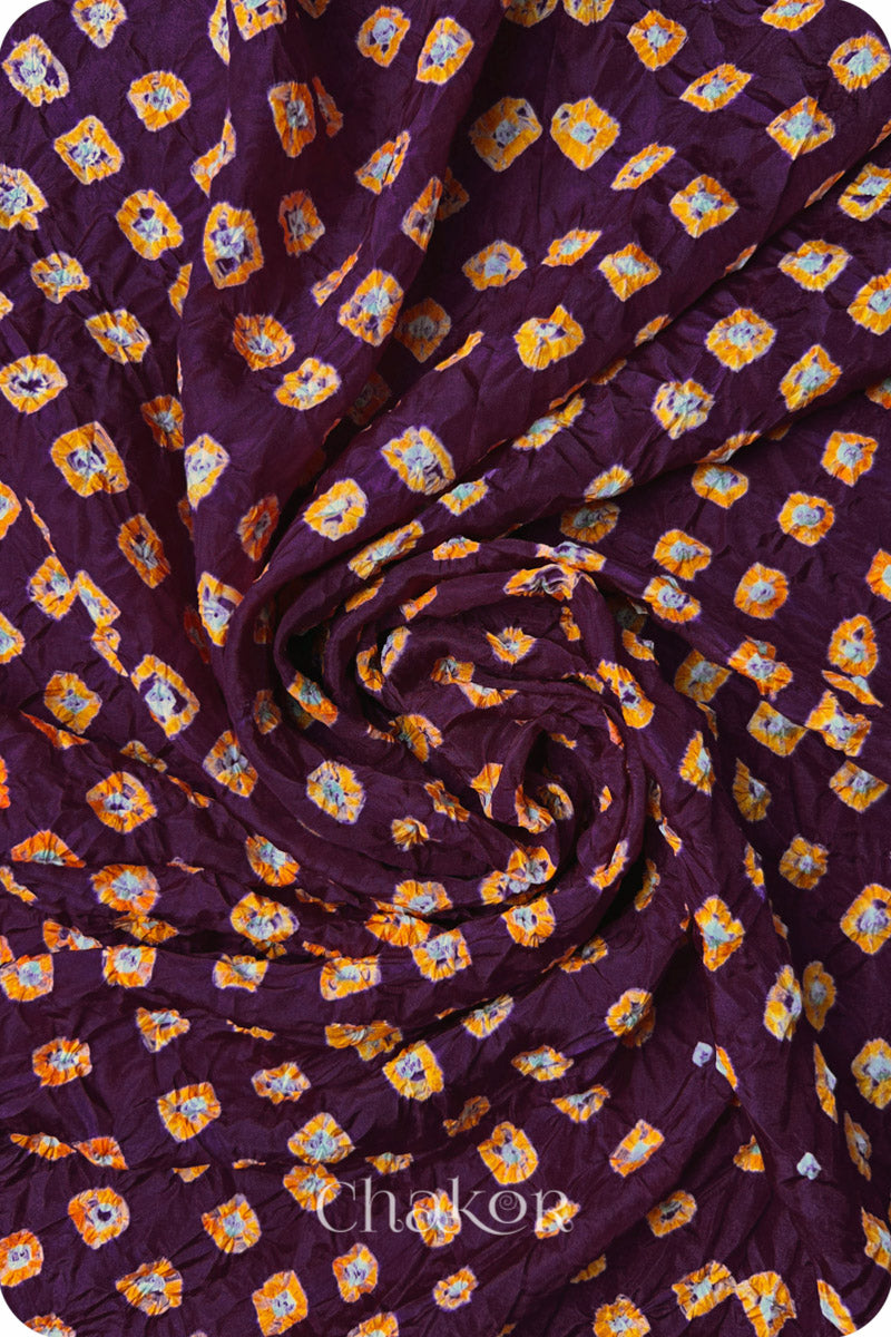 Maroon Bandhani Mulberry Silk Blouse Fabric