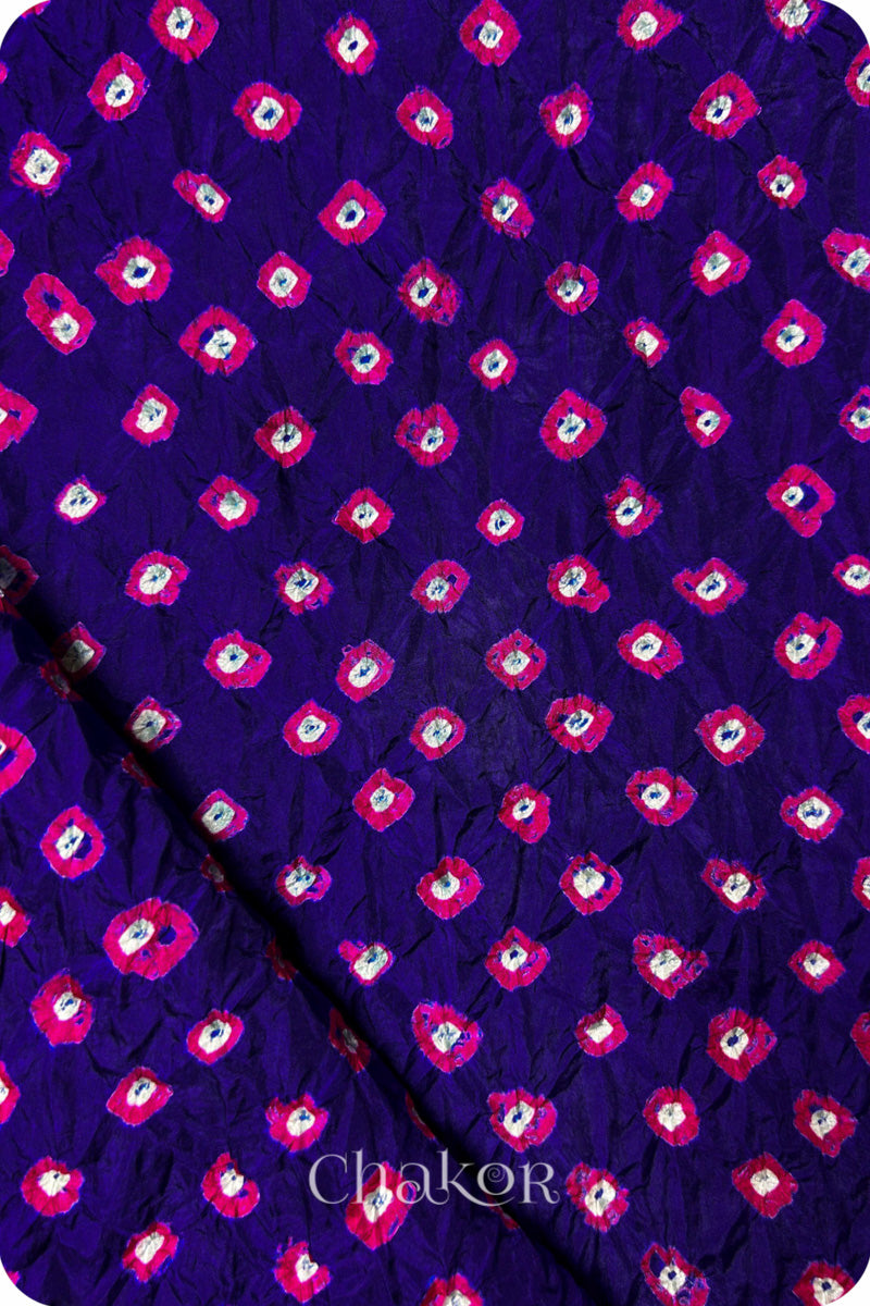 Purple Bandhani Mulberry Silk Blouse Fabric