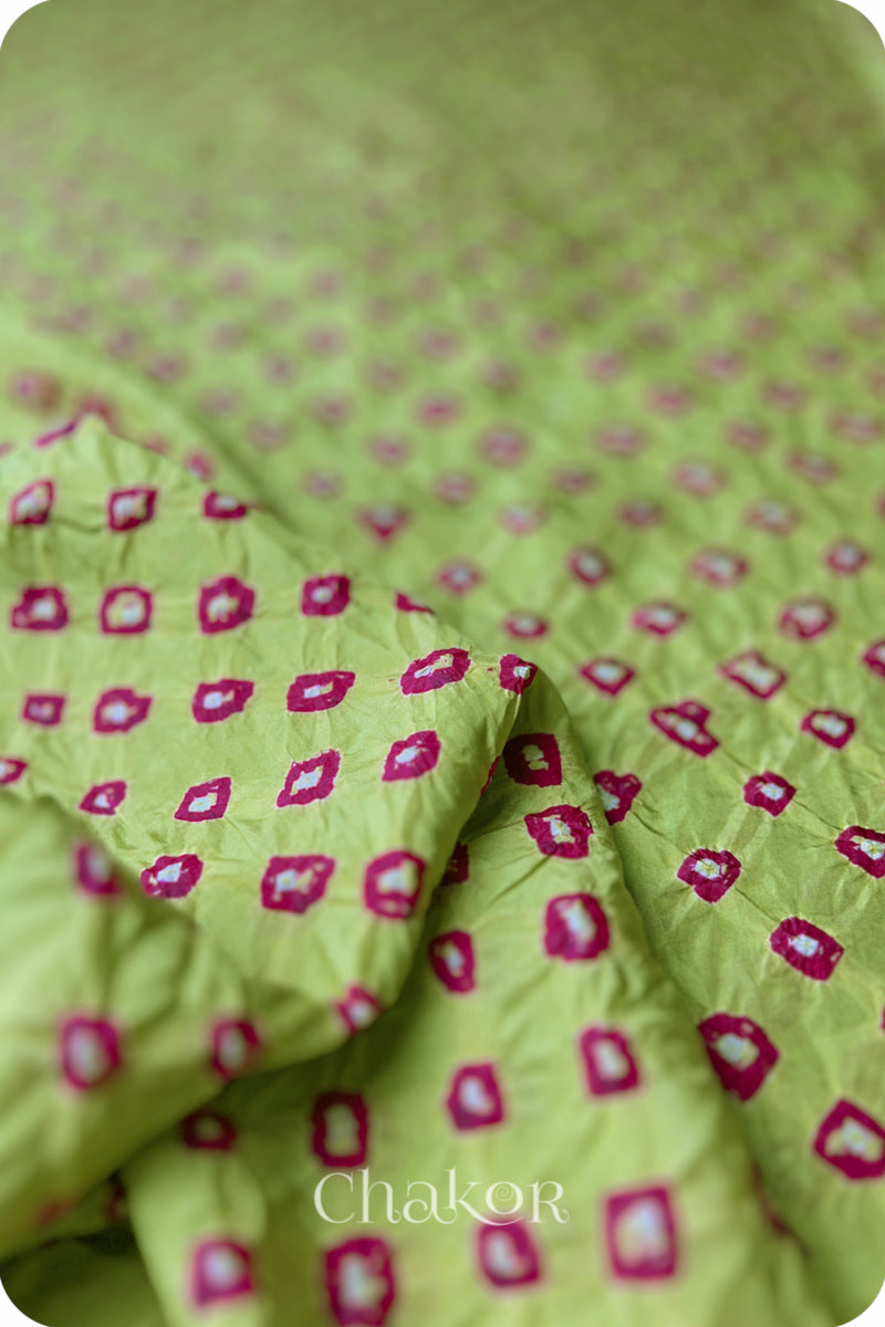 Pista Green Bandhani Mulberry Silk Blouse Fabric