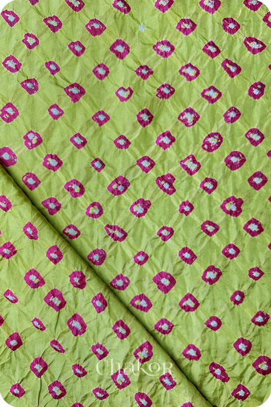 Pista Green Bandhani Mulberry Silk Blouse Fabric