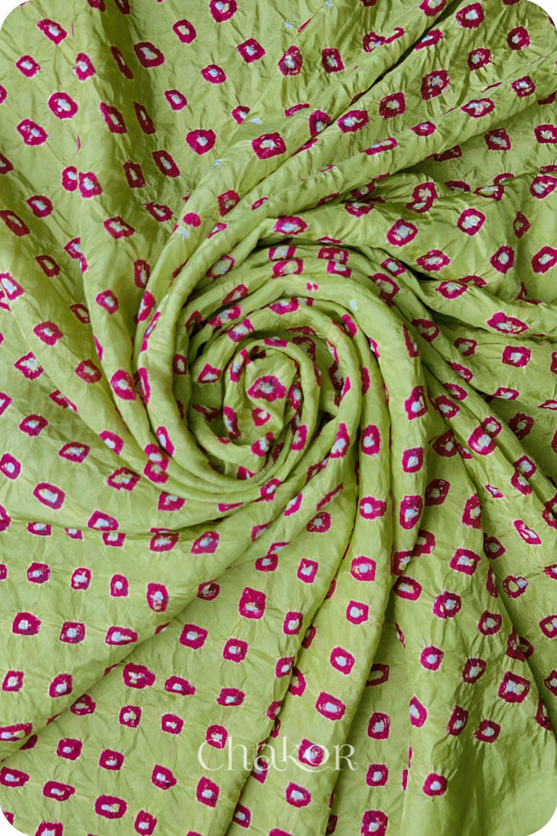 Pista Green Bandhani Mulberry Silk Blouse Fabric