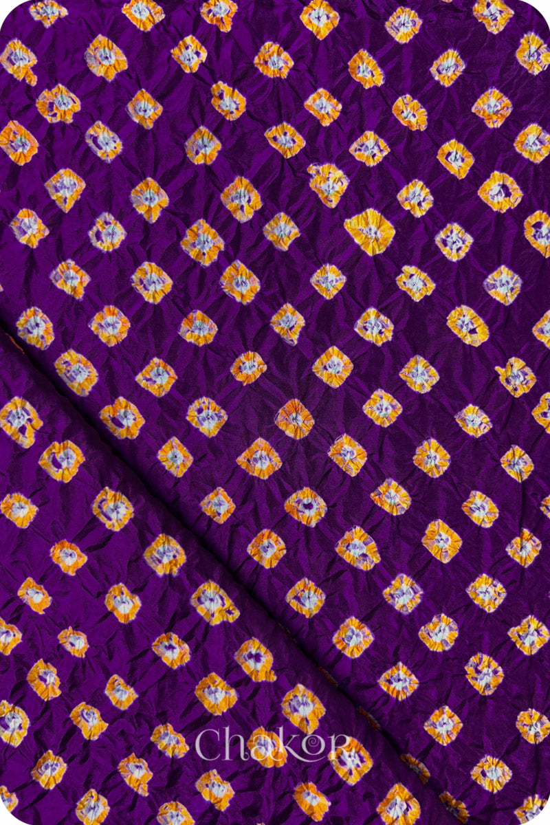 Purple Bandhani Mulberry Silk Blouse Fabric