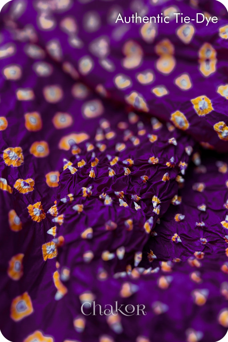 Purple Bandhani Mulberry Silk Blouse Fabric